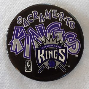 NBA Sacramento Kings Retro Style Button Pin Back Pin Badge 2.5" Preowned